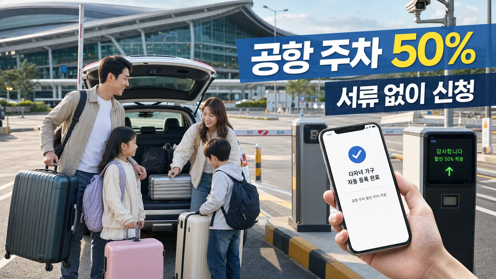 공항 다자녀 주차 할인 신청, 서류 없이 50% 감면받는 등록 방법