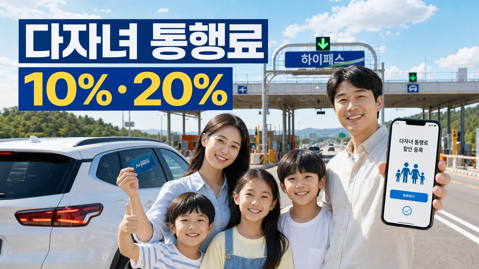 한국도로공사 다자녀 등록 방법, 고속도로 통행료 10%·20% 할인받기