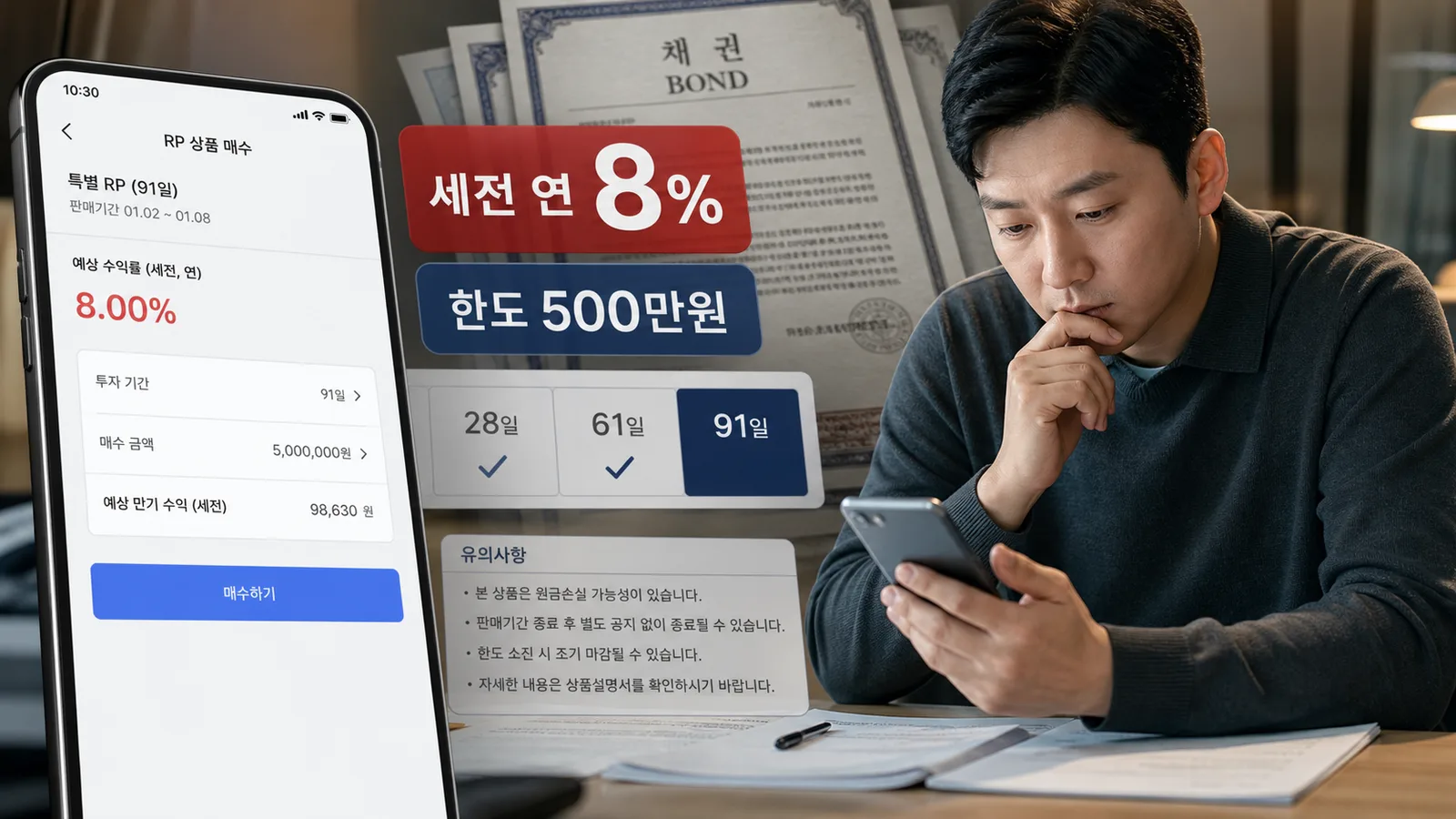 한양증권 연 8% 특판 RP, 500만원 한도와 중도환매 조건 확인하기