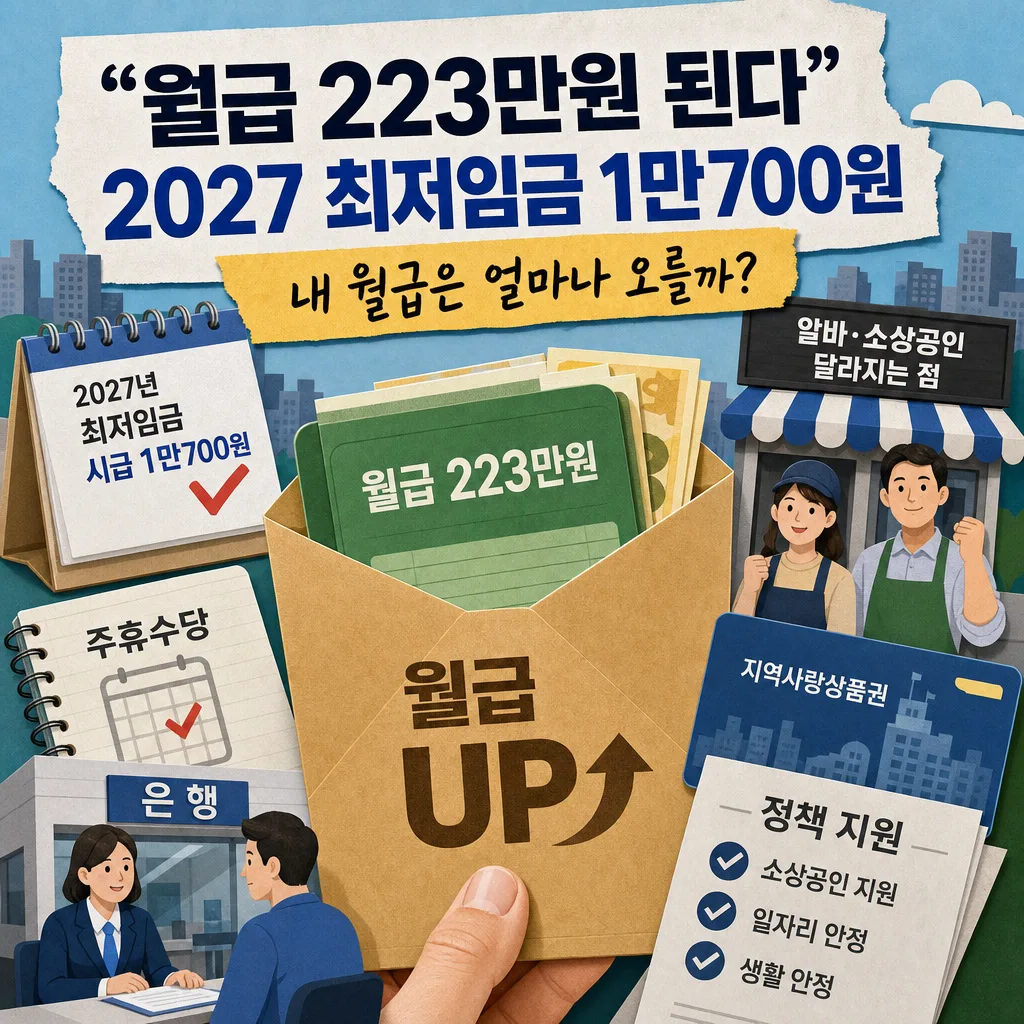 “월급 223만원 된다”...2027 최저임금 1만700원, 내 월급은 얼마나 오를까