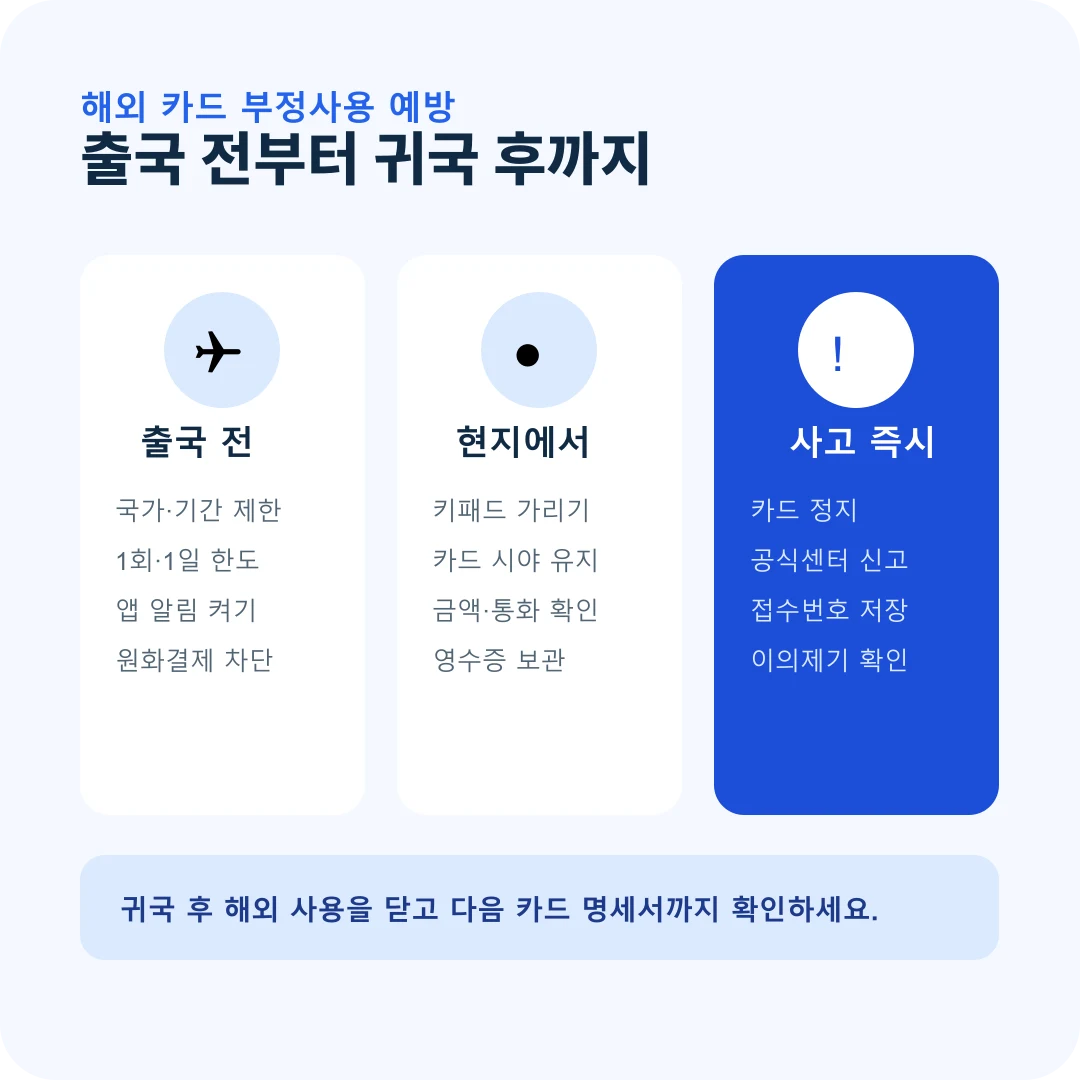 해외 카드 부정사용 예방과 사고 대응 순서