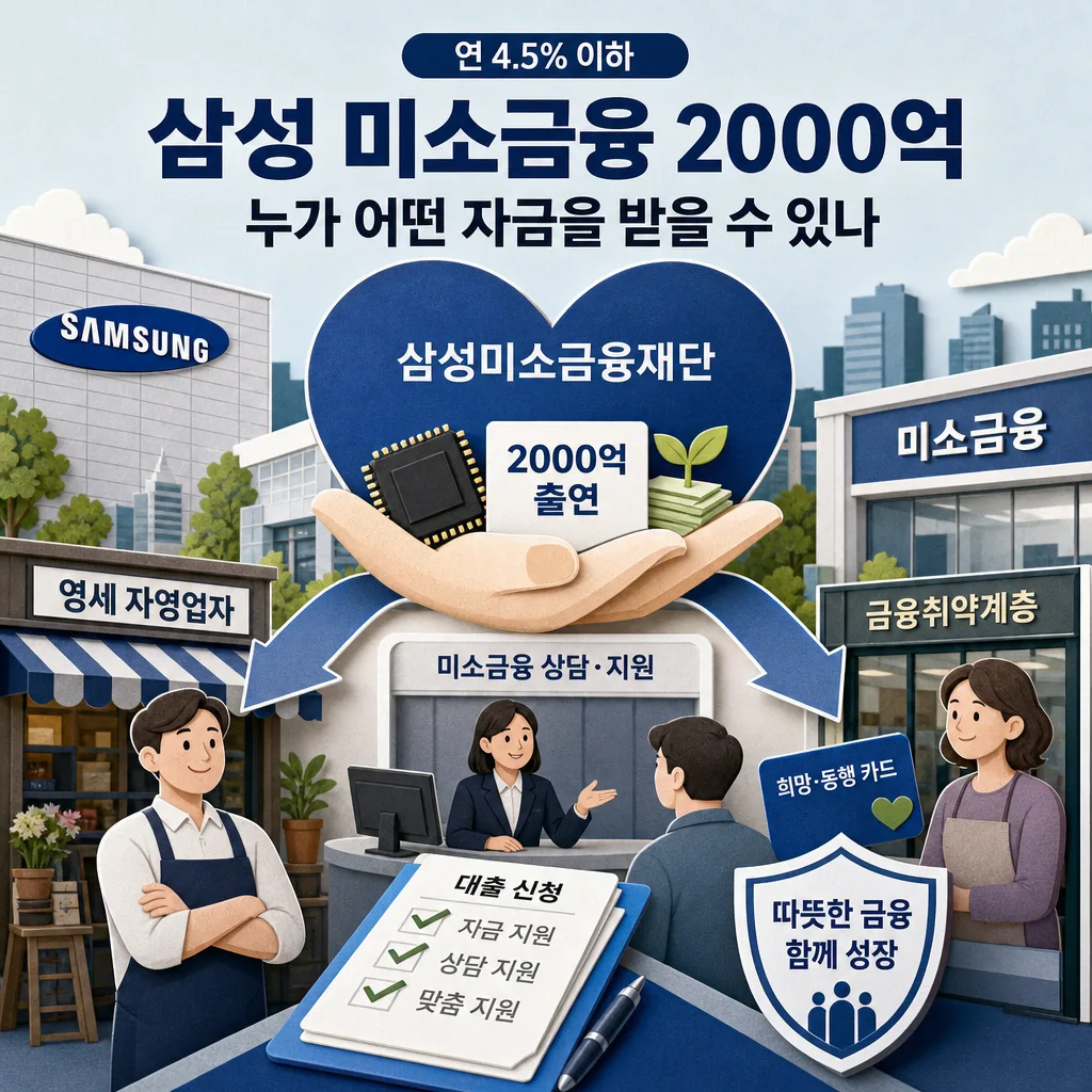 “연 4.5% 이하”...삼성 미소금융 2000억, 누가 어떤 자금을 받을 수 있나