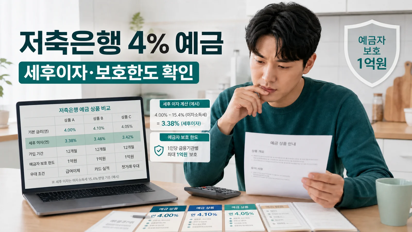 저축은행 4% 예금 가입 전, 세후이자와 예금자보호 확인하는 방법
